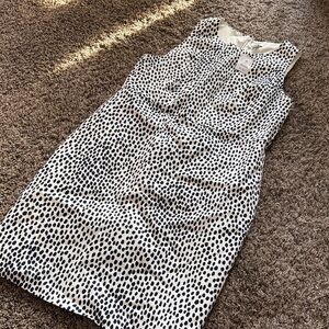 J. Crew Black and White Spotted Midi Dress